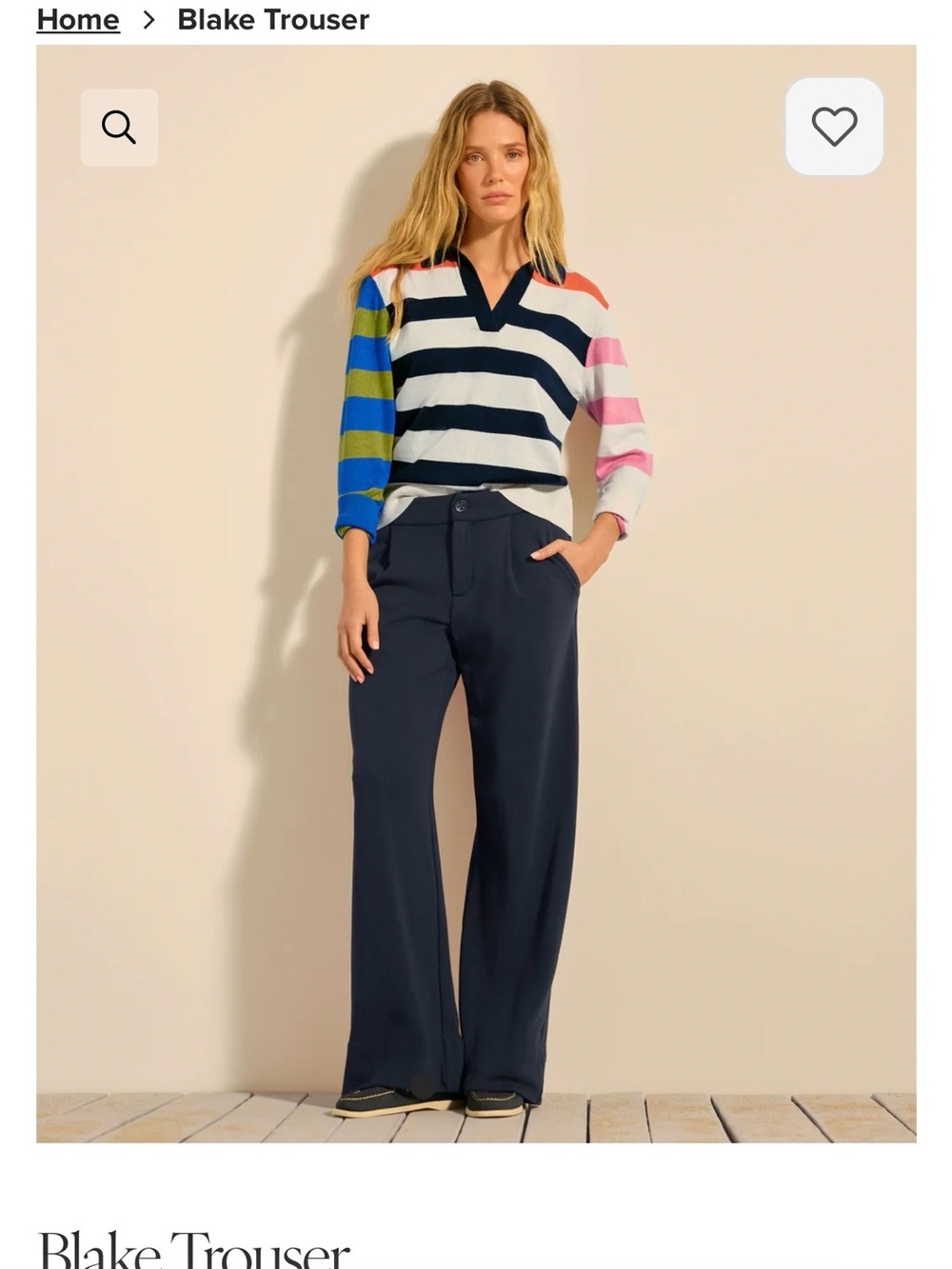 CAbi Navy Wide-Leg Blake Trouser